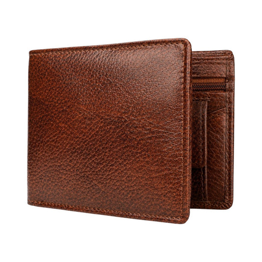 Brown Leather Wallet for Men with Hidden Card Holder & Zipper | Slim Premium Wallet – Crabby Hunt