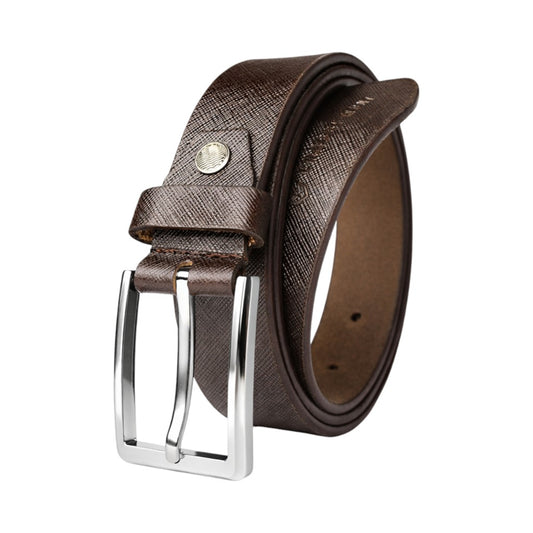 Crabby Hunt Premium Men’s Textured Genuine Leather Belt – Sufiyana Leather Rich Brown Finish with Classic Silver Buckle
