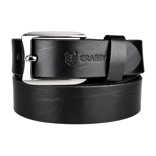 Men’s Genuine Leather Belt | Classic Black Formal & Casual Belt | Durable Metal Buckle