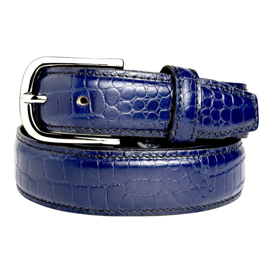 Crabby Hunt Blue Croco Textured Belt for Men – Premium Leather Belt