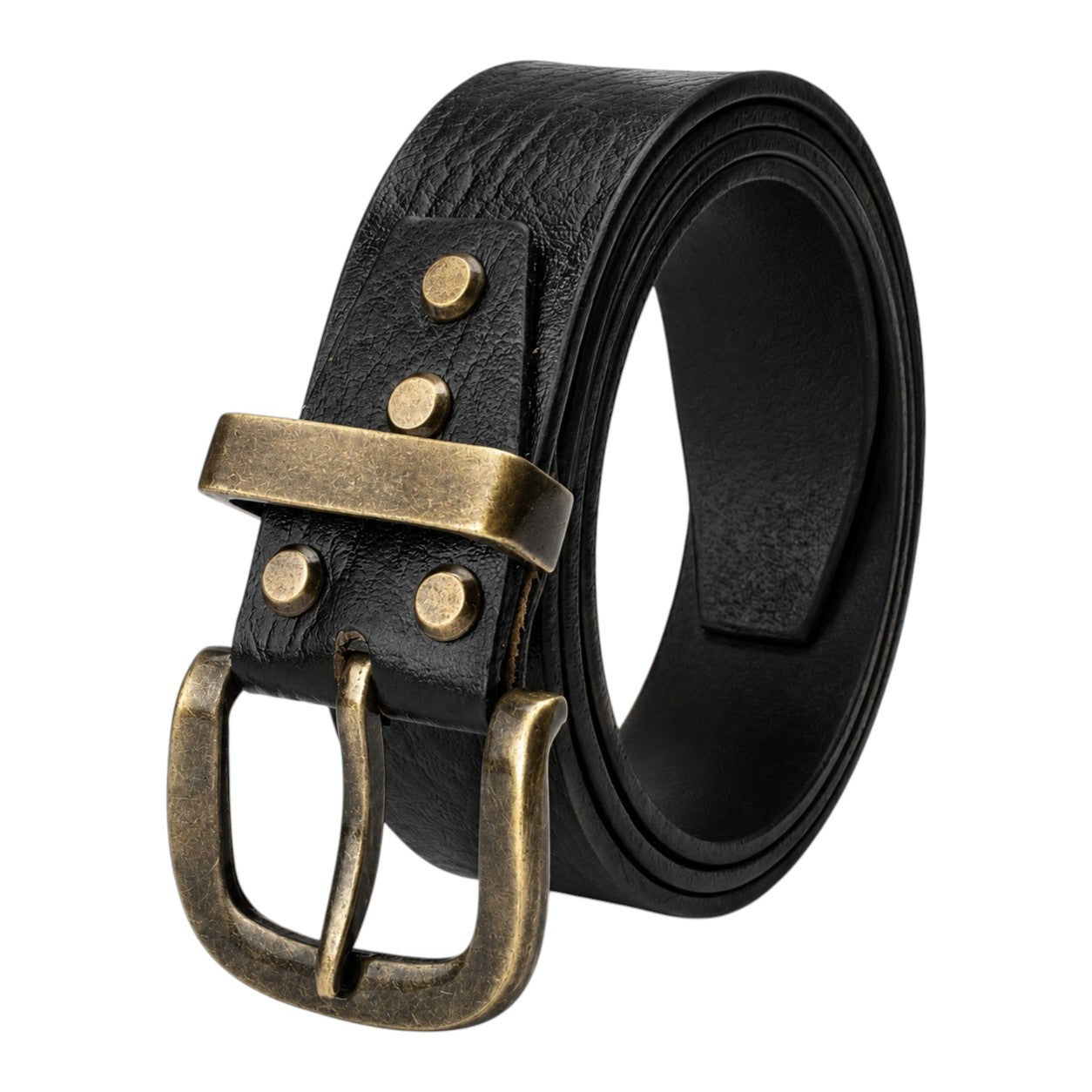 Genuine Black Leather Belt with Black Metal Buckle | Crabby Hunt