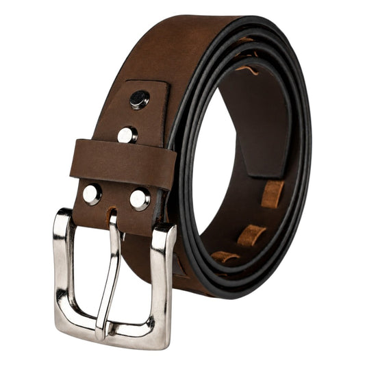 Crabby Hunt Men’s Braided Nubuck Leather Belt with Square Gun metal Buckle — Stylish Casual & Smart Wear