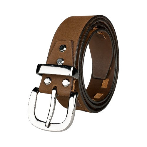 CRABBY HUNT Genuine Leather Belt for Men | Premium Brown Casual Belt with Metal Pin Buckle