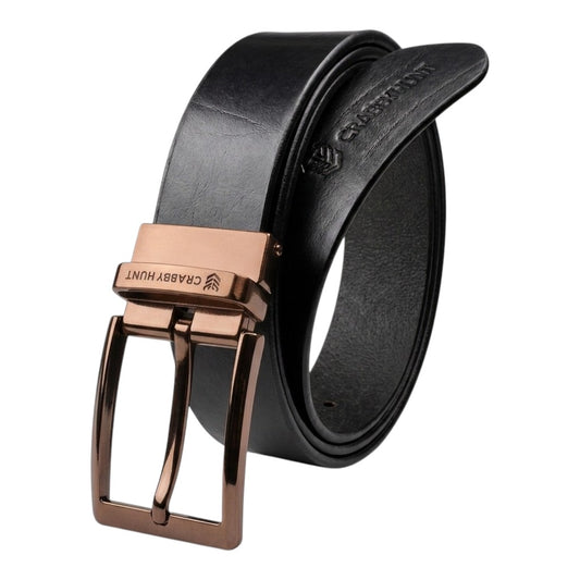 Men’s Genuine Leather Belt | Classic Black Formal & Casual Belt | Durable Metal Buckle