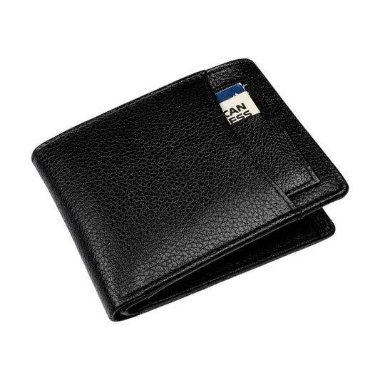 Crabby Hunt Black Leather Wallet – Slim Front Slider Card Holder