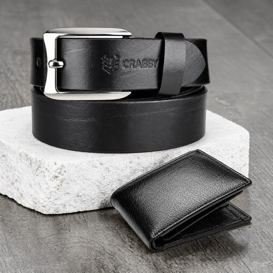 Men’s Leather Wallet & Belt Combo Gift Set: Zipper Wallet with Card Slots + Adjustable Formal Belt—Premium Gift for Men
