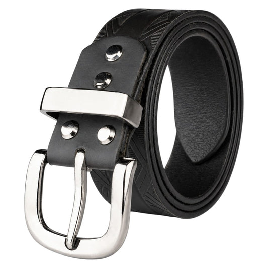 Crabby Hunt Black Patterned Genuine Leather Belt for Men – Premium Quality, Artistic Design, Durable & Sophisticated