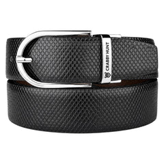 Crabby Hunt Men's Reversible Genuine Leather Belt with Orbit Silver Round Buckle | Black & Brown | LB-Reversible Orbit Silver Round