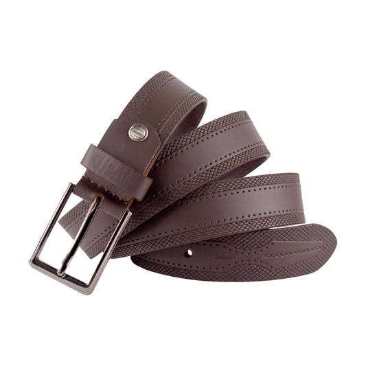 Crabby Hunt Classic Snake Pattern Leather Belt for Men – Genuine Leather | Sleek Finish | Silver Buckle | 1.5" Width – Formal | Smart-Casual Wear