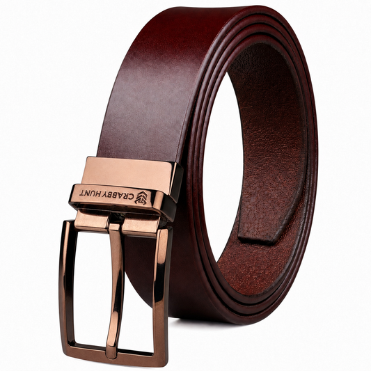 Men’s Black Leather Belt with Golden Metal Buckle – Premium Finish