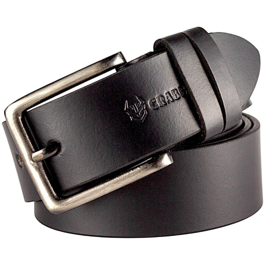 Crabby Hunt Classic Black Leather Belt for Men – Sleek Finish, Premium Quality, Durable & Elegant