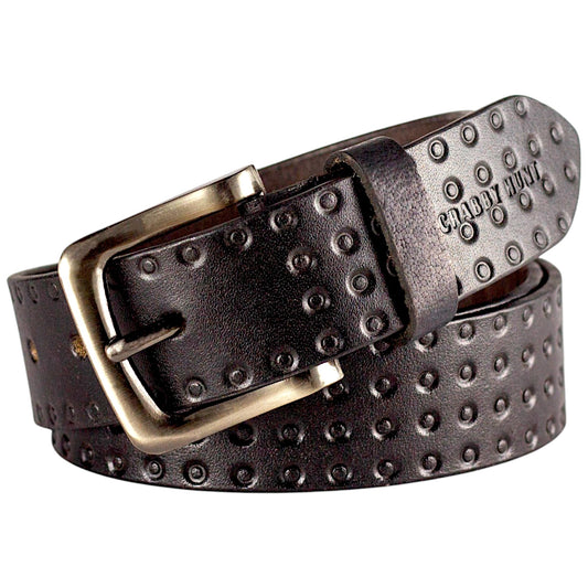 Crabby Hunt Black Textured Genuine Leather Belt for Men – Elegant Design, Durable Craftsmanship, Premium Quality