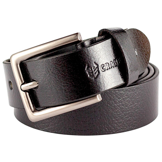 Genuine Black Leather Belt with Metal Buckle