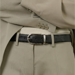 Crabby Hunt Men's Reversible Genuine Leather Belt with Orbit Silver Round Buckle | Black & Brown | LB-Reversible Orbit Silver Round