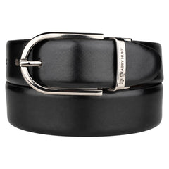 Crabby Hunt Men's Reversible Genuine Leather Belt with Metro Silver Round Buckle | Black & Brown Formal Belt