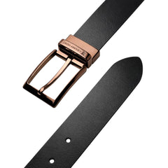 Crabby Hunt Premium Leather Belt & Wallet Combo – Dammas Choco Gold Buckle Belt + Black Back Pocket Wallet Gift Set