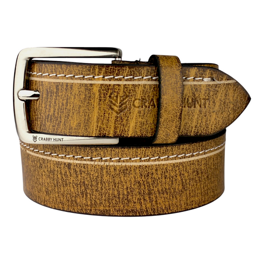 Genuine Tan Leather Belt with Stitches – Crabby Hunt