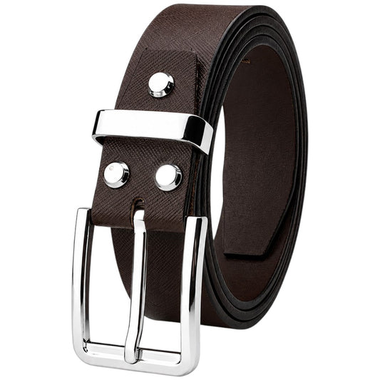Crabby Men's Sufiyana Brown Genuine Leather Belt with Silver Buckle | Classic Formal & Casual Belt
