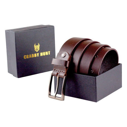 Brown Leather Belt for Men – Genuine Leather with Sleek Buckle