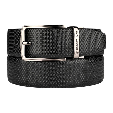 Crabby Hunt Reversible Textured Belt for Men – Black & Brown  Silver Buckle
