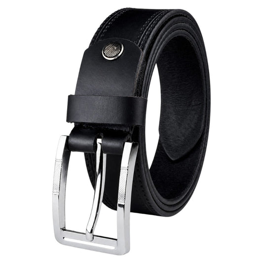 Crabby Hunt Classic Black Genuine Leather Belt for Men – Sleek, Durable & Premium