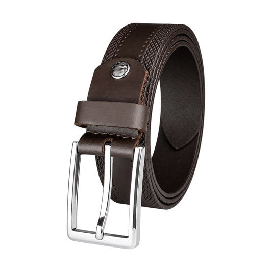 Crabby Hunt Classic Snake Pattern Genuine Leather Belt for Men – Sleek Finish & Silver Buckle