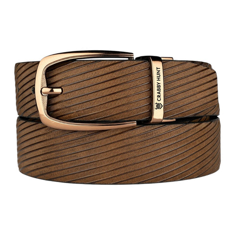 Crabby Hunt Ranger Round Reversible Belt for Men – Brown & Black Textured Strap