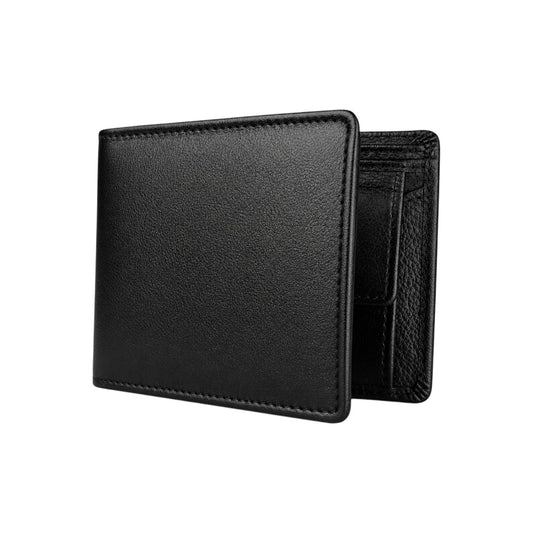 Black Leather Wallet for Men with Zipper & Coin Pocket | Slim Premium Wallet – Crabby Hunt