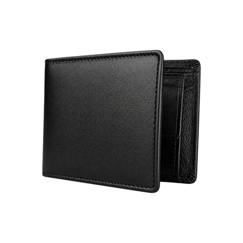 Black Leather Wallet for Men with Zipper & Coin Pocket | Slim Premium Wallet – Crabby Hunt