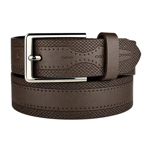 Crabby Hunt Classic Snake Pattern Genuine Leather Belt for Men – Sleek Finish & Silver Buckle