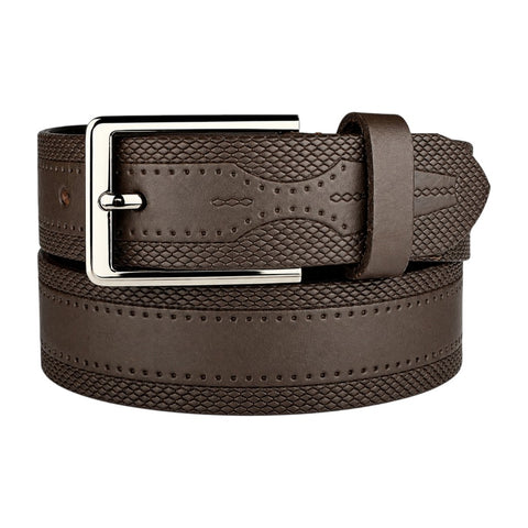 Crabby Hunt Classic Snake Pattern Genuine Leather Belt for Men – Sleek Finish & Silver Buckle