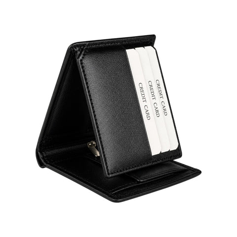 Black Leather Wallet for Men with Zipper & Coin Pocket | Slim Premium Wallet – Crabby Hunt