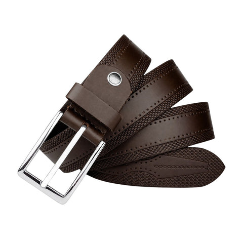 Crabby Hunt Classic Snake Pattern Genuine Leather Belt for Men – Sleek Finish & Silver Buckle