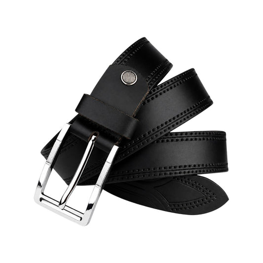 Crabby Hunt Classic Black Genuine Leather Belt for Men – Sleek, Durable & Premium