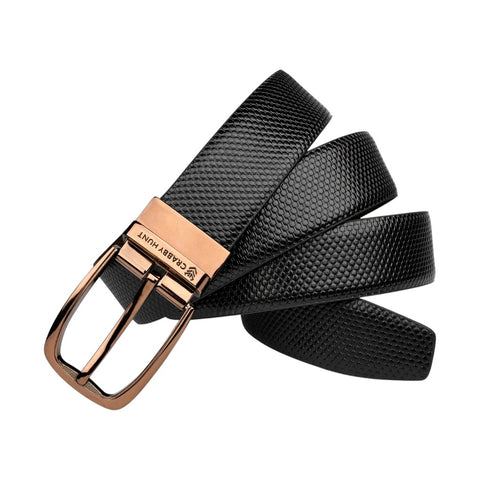 Crabby Hunt Orbit Round Reversible Belt – Chocolate Brown & Black | Textured Finish