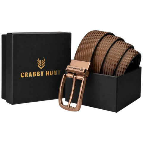 Crabby Hunt Ranger Round Reversible Belt for Men – Brown & Black Textured Strap