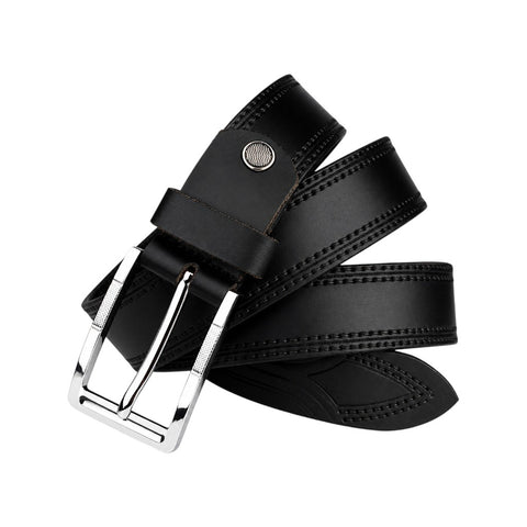 Crabby Hunt Classic Black Genuine Leather Belt for Men – Sleek, Durable & Premium
