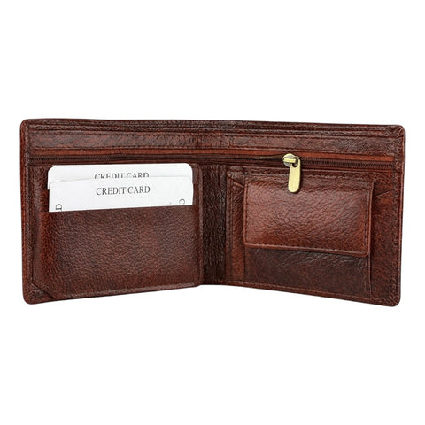Brown Leather Wallet for Men with Hidden Card Holder & Zipper | Slim Premium Wallet – Crabby Hunt