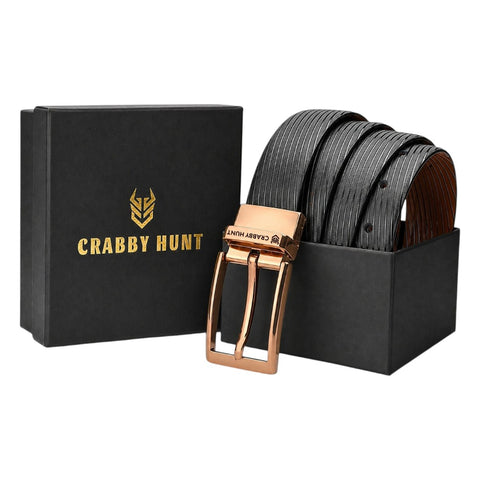 Crabby Hunt Ranger Square Reversible Belt for Men – Brown & Black