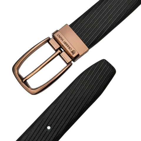 Crabby Hunt Ranger Round Reversible Belt for Men – Brown & Black Textured Strap