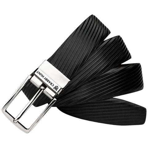 Crabby Hunt Ranger Reversible Belt for Men – Black & Brown Silver Buckle