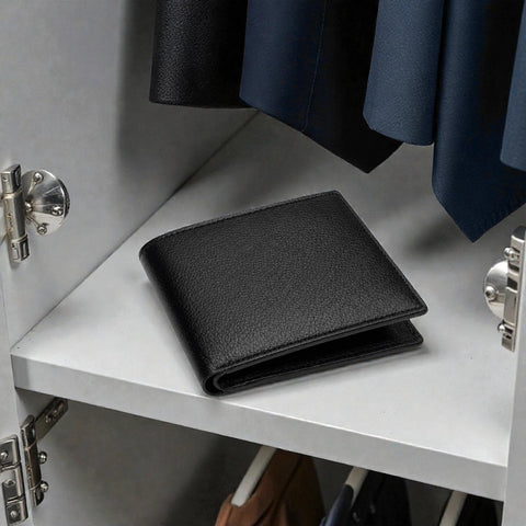 Black Leather Wallet for Men Without Zipper | Slim Classic Wallet – Crabby Hunt