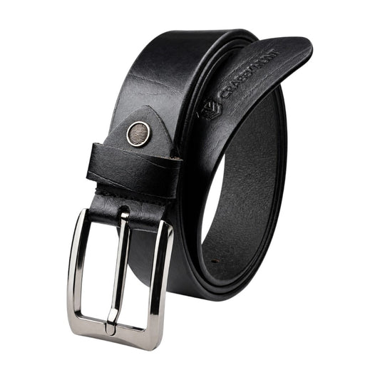 Men’s Genuine Leather Belt | Classic Black Formal & Casual Belt | Durable Metal Buckle