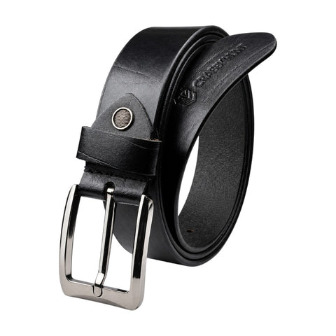 Men’s Genuine Leather Belt | Classic Black Formal & Casual Belt | Durable Metal Buckle