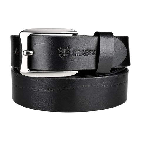 Men’s Genuine Leather Belt | Classic Black Formal & Casual Belt | Durable Metal Buckle