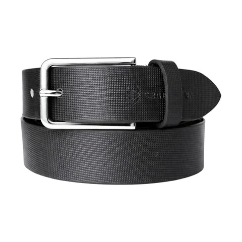 Crabby Hunt Men’s Premium Black Textured Leather Belt with Metal Buckle
