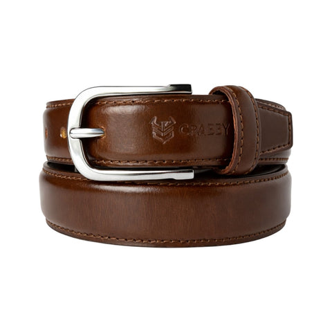 Crabby Hunt Two-Tone Brown Men’s Leather Belt for Formal & Casual Wear