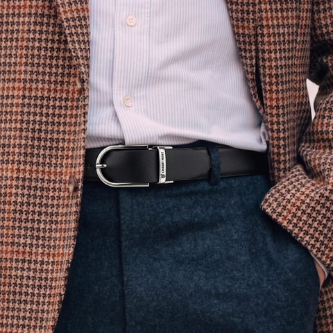 Crabby Hunt Italian Leather Reversible Belt for Men | Premium Black & Brown 2-in-1 Genuine Leather Formal Belt