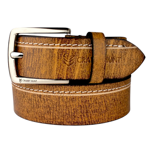Genuine Tan Leather Belt with Stitches – Crabby Hunt
