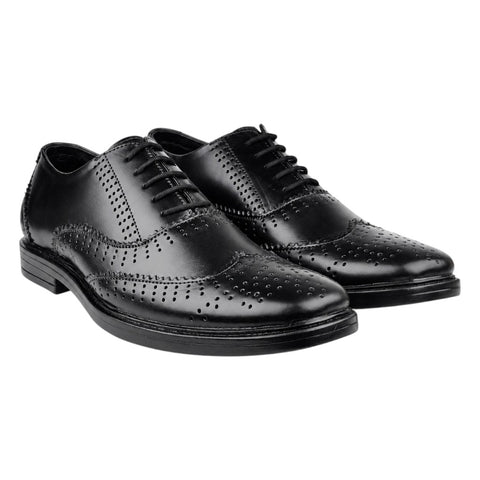 Men’s Genuine Leather Black Wingtip Brogue Oxford Shoes